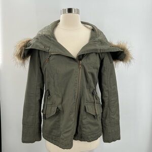 Coat American Rag Army Green Faux Hood Coat Ladies Small